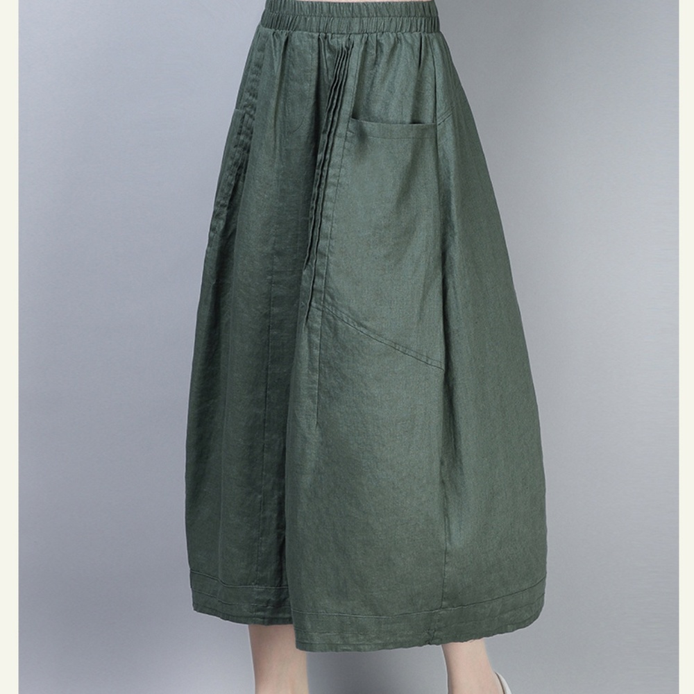 army green long skirt